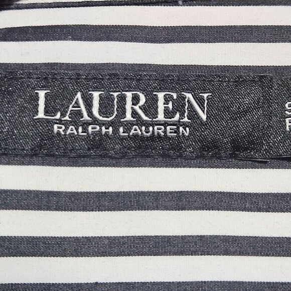 Lauren Ralph Lauren Black & White Striped Long Sleeve Cotton Button-Up Shirt Wit - Picture 3 of 16
